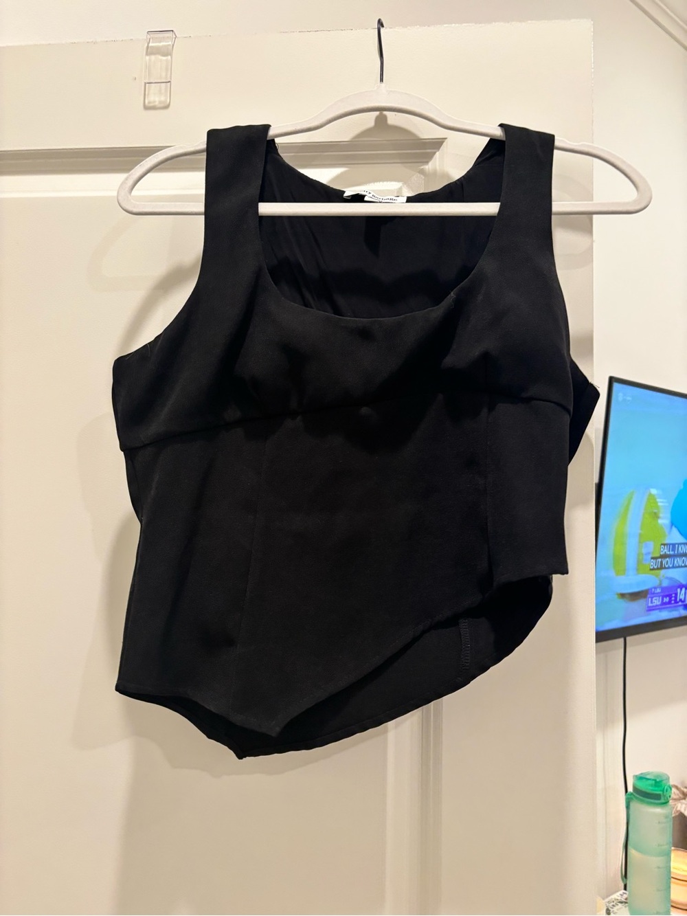 Women's Black Asymmetric Scoop Neck Tank Top